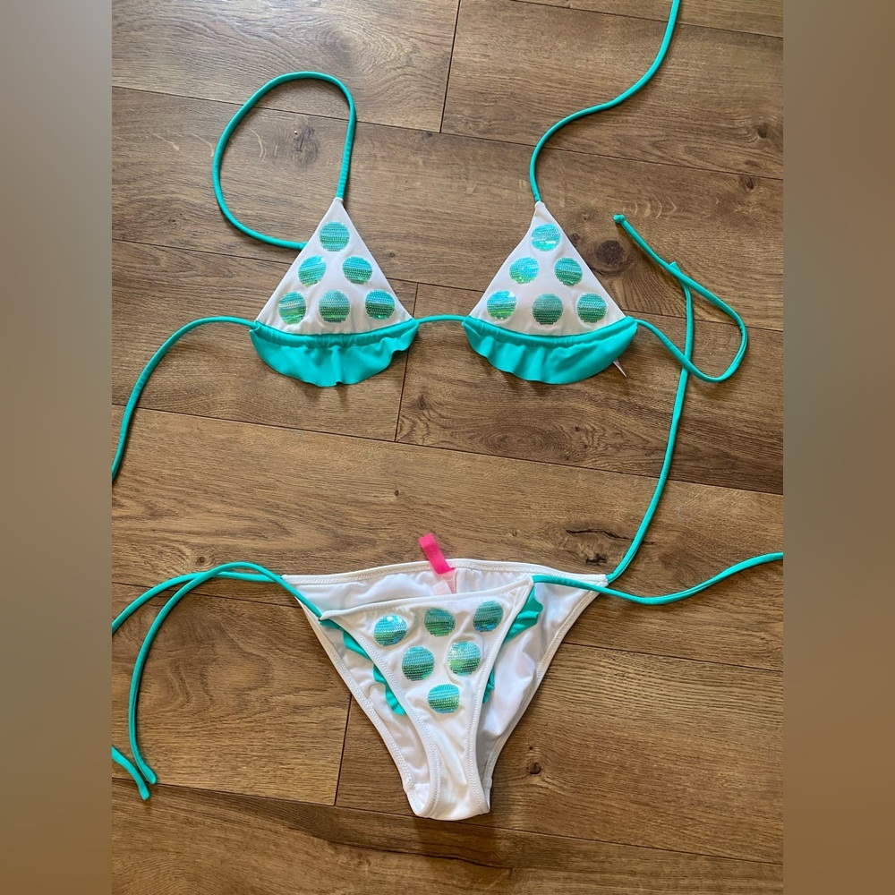 Victoria's Secret White and Aqua Bikini Set